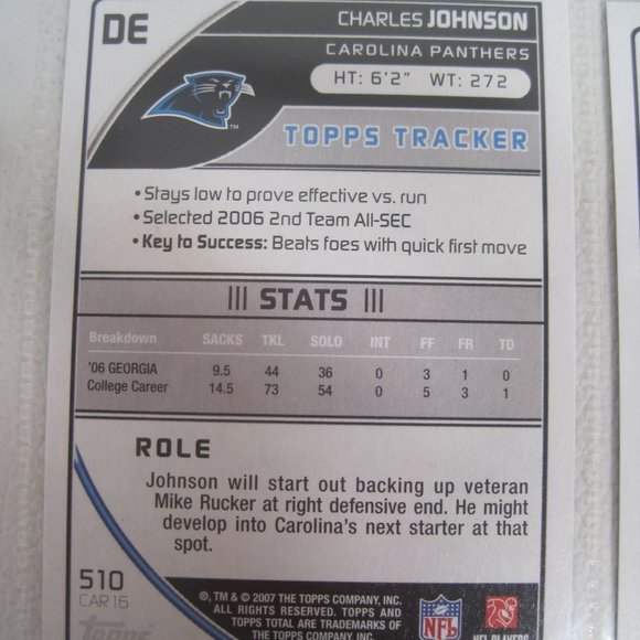 Lot of 8 Carolina Panthers NFL Player Cards - Picture 12 of 12